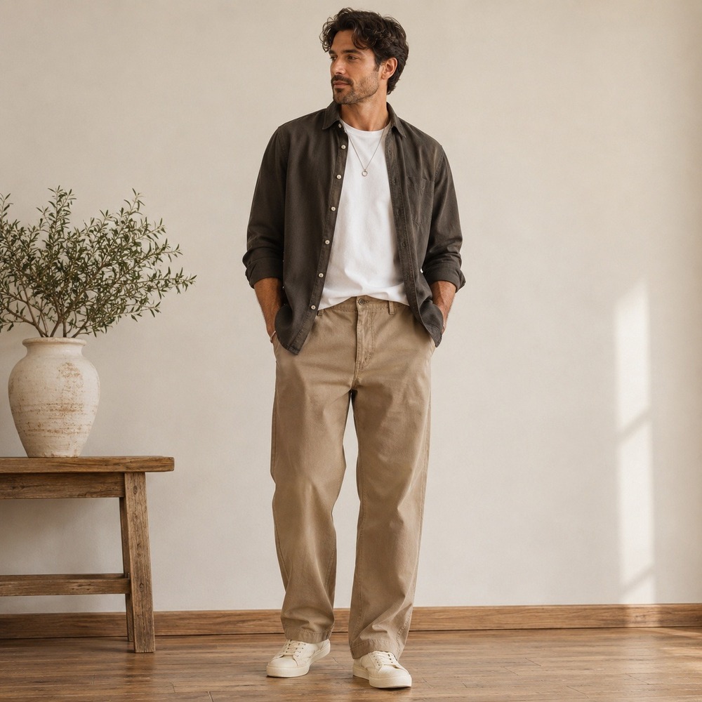 Lucky Brand Chinos Mens 36x33 Brown Relaxed Straight Button Fly Casual Basics
